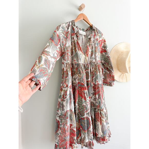 Cara Cara | Gibson Bird Paisley Ivory Multi Mini Dress | Sz XS/S - Picture 3 of 12